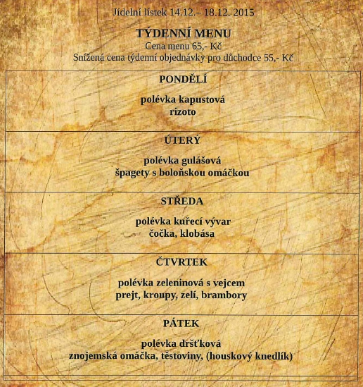 tydenni menu 20151214