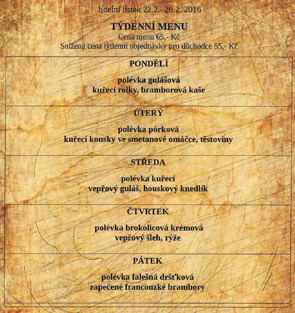 tydenni menu 20160222