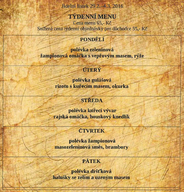 tydenni menu 20160229