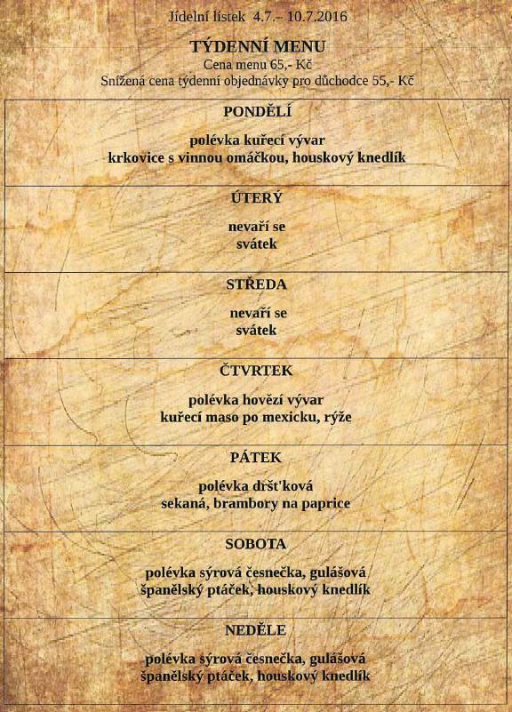 tydenni menu 20160704