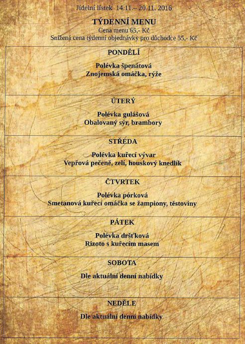 tydenni menu 20161114