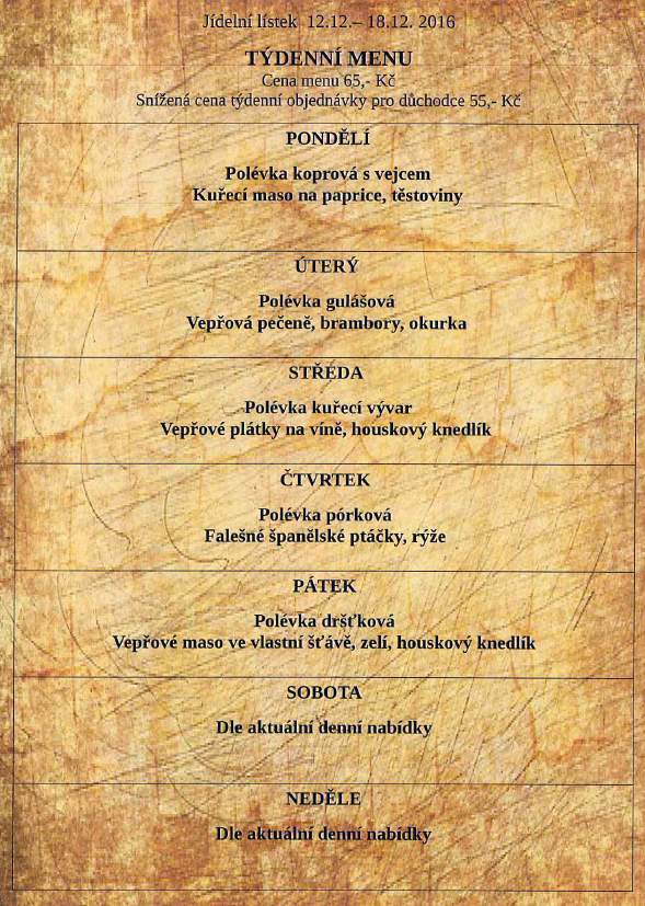 tydenni menu 20161212