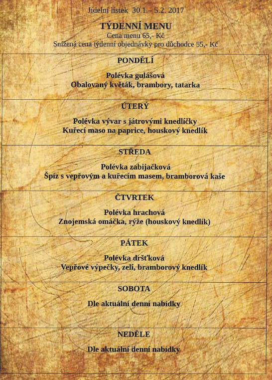 tydenni menu 20170130