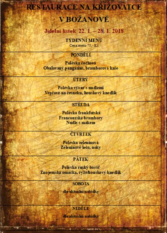 tydenni menu 20180122