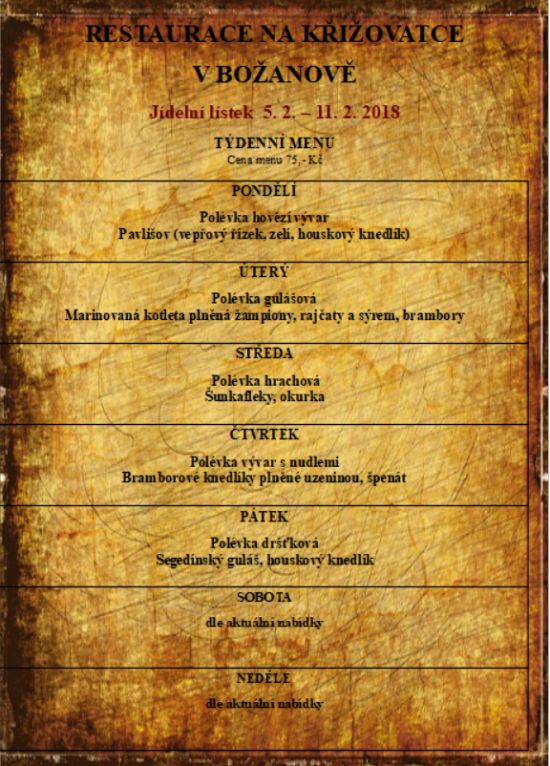 tydenni menu 20180205