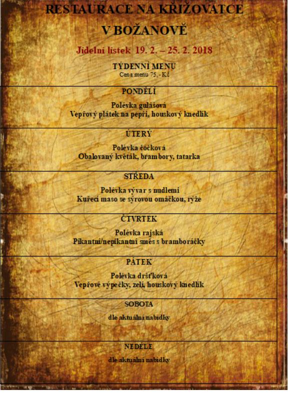 tydenni menu 20180219