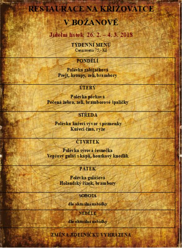 tydenni menu 20180226