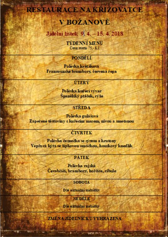 tydenni menu 20180409