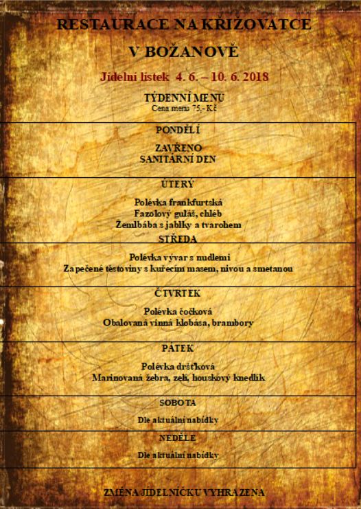 tydenni menu 20180604